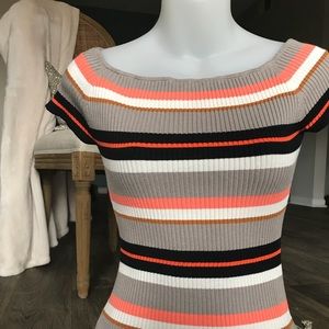 Forever 21 Off the shoulder striped fitted top